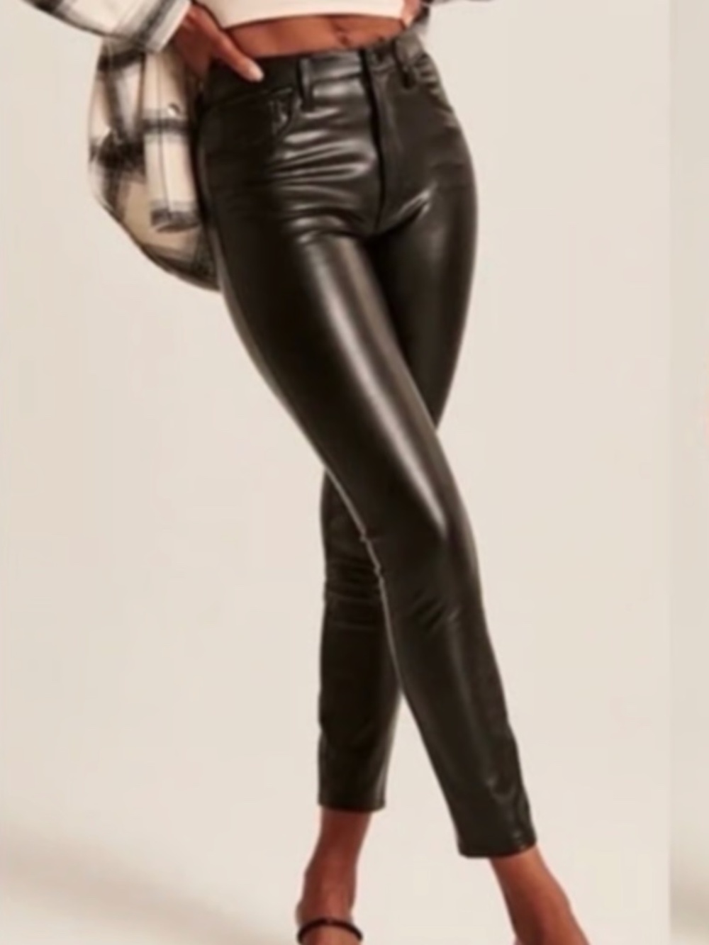 Abercrombie & Fitch Faux Leather Pants Skinny Ankle Black High Rise Size 4 or 27
